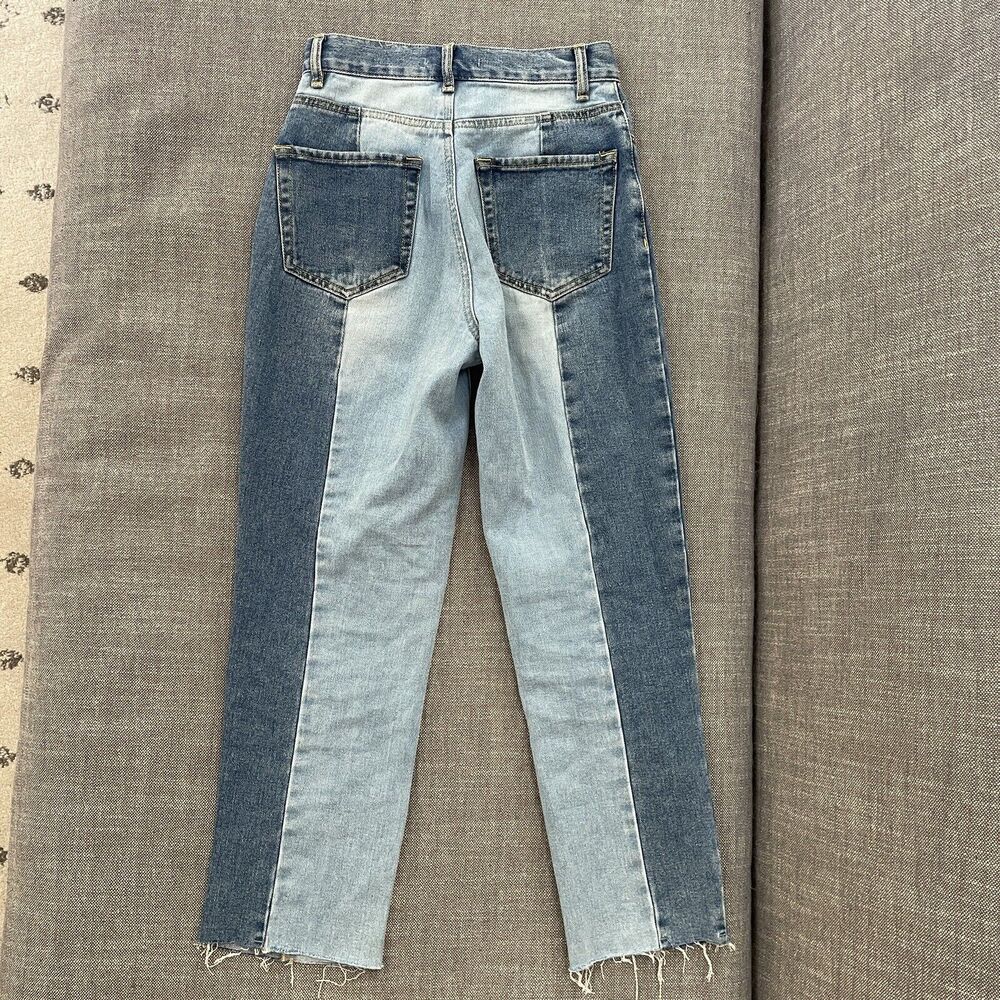 PacSun Women’s Jeans Size 24 Short Blue Denim Two Tone High Rise Straight - Picture 5 of 9